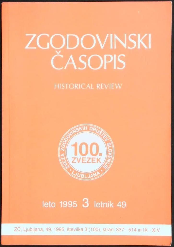 Zgodovinski časopis - letnik 49, leto 1995, številka 3 (100)